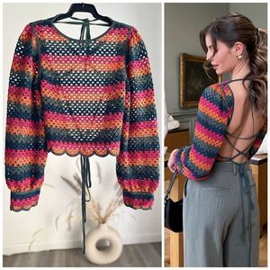 ZARA OPEN BACK KNIT CROCHET TOP